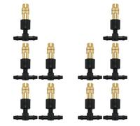 MotiveTech 10 Pièces Émetteurs D'Irrigation Goutte-à-Goutte Micro Atomiseurs Trois Voies Joint en T Tubes 1/4 Pouce Buse Réglable PP Laiton pour Jardin Serre Hum, 10 Pièces