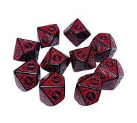 MotiveTech 10 Pièces Polyhedral Dices Dés Acrylique Multi Faces Accessoires Jeu de Cartes Chiffres Gravés Surface Douce Adaptés Aux Fêtes Usage Domestique et Loi, Rouge