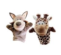 MotiveTech 2 Pièces Marionnette Animale Gant Marionnette Enfant Jouet Peluche Souple Bouche Mobile Cadeau Enseignement Rôle Jeu Interactif Convient à, Girafe Renard