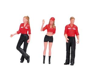 MotiveTech 3 Pièces Figurine Personnages Miniatures Modèle Résine Scène de Miniature Petit Accessoire Convient Au Modélisme Aménagement de Table Projet Collectif, Rouge