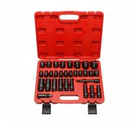 MotiveTech 3s hoc Pneumatique Coffret Douilles à Choc Douilles Métriques Barre Rallonge Acier Cr-mo Renforcé pour Usure, Jeu De Douilles À Choc Torx De 31 Pièces Petit