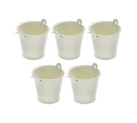 MotiveTech 5 Petits Seaux en Fer Blanc pour Centre de Table et Composition Florale, Blanc