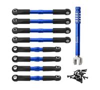 MotiveTech 8 Pièces RC Toe Links Aluminium Alliage Tige de Poussée Compatible 1/16 Voiture RC Accessoires Amélioration Convient pour Course Hobby, Bleu