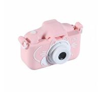 MotiveTech Appareil Photo Numérique Enfant Double Objectif Caméra Selfie avec Écran Compact Design Jeux Intégrés Lanière Adapté pour Sortie Moment Familial, Rose Chat