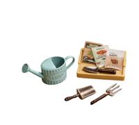 MotiveTech Arrosoir Miniature Collection Maquette Jardin Outils Plateau Sachets Détails Réalistes Alliage Métal Compact Déplacement, Vert, Arrosoir De Jardin avec Graines De Légumes