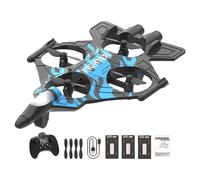 MotiveTech Avion Télécommandé Planeur Fixe avec Fonction LED Colorées en Mousse EVA Résistante aux Chocs pour Enfants et Passionnés d'Aviation, Bleu avec 3 Piles