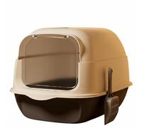 MotiveTech Bac à Litièé Très Grand Espace Toilette pour avec Couvercle Spacieux Boîte à Litière Anti-Projection, Appartement, Noir