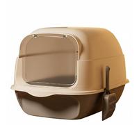 MotiveTech Bac à Litièé Très Grand Espace Toilette pour avec Couvercle Spacieux Boîte à Litière Anti-Projection, Appartement, Gris