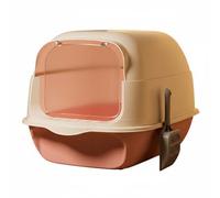 MotiveTech Bac à Litièé Très Grand Espace Toilette pour avec Couvercle Spacieux Boîte à Litière Anti-Projection, Appartement, Rose
