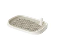 MotiveTech Bac Toilette Chien Plateau Détachable Grille Entretien Simple Colonne Support Stable Conception Pratique pour Dressage Intérieur Salon Appartement, Blanc Laiteux