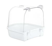 MotiveTech Baignoire pour Cage à Oiseaux, Baignoire pour Perroquet avec Mangeoire, Polyvalente, 13 Cm, pour Canaris et Calopsittes, pour Une Utilisation en Intér, Blanc