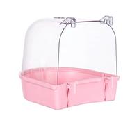 MotiveTech Baignoire pour Cage à Oiseaux, Baignoire pour Perroquet avec Mangeoire, Polyvalente, 13 Cm, pour Canaris et Calopsittes, pour Une Utilisation en Intér, Rose