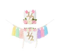 MotiveTech Bannière de Demi-Anniversaire Accessoire Photo Bannière de Chaise Haute Guirlande à Pompons en Fil Doux et Feutre Approprié pour Un Souvenir, Multicolore avec Chapeau