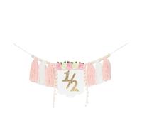 MotiveTech Bannière de Demi-Anniversaire Accessoire Photo Bannière de Chaise Haute Guirlande à Pompons en Fil Doux et Feutre Approprié pour Un Souvenir, Rose sans Chapeau