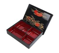 MotiveTech Boîte à Bento Japonaise avec Couvercle, 5 Compartiments, Plateau de Service, Plateau à Sushis, Idéale pour Tremper Les Sauces, Les Affaires, Les Pique, M