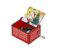 MotiveTech Boîte à musique en bois « Joyeux Noël » à manivelle, mini centre de table, étui musical, décoration de Noël pour les célébrations du Nouvel An, Style E