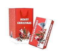 MotiveTech Boîte Cadeau Noël Pochette Tote Sautante Enveloppe Pliable Carte Bouncing Papier Renforcé Fonction Surprise Convient pour Réunion Famille Soirée, Rouge 6 Pièces