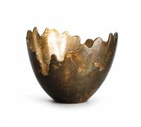 MotiveTech Bol Sculptural Irrégulier Récipient Décoratif Doré Corbeille à Fruits Décorative pour Entrée, 24 23 H17cm, Rétro, Nouveau Style Chinois