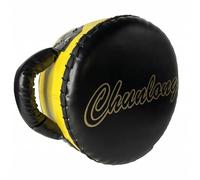 MotiveTech Bouclier d'Entraînement de Boxe Coussin Rond Pao Cible Protège-Tibia Structure en Cuir Synthétique et Coutures Renforcées pour Coups et Genoux Prise, Jaune
