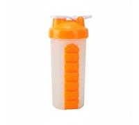 MotiveTech Bouteille Shaker Protéine Mélangeur Gourde Sport avec Balle de Mélange Couvercle à Vis Large Buse à Charnière Prise Renforcée en PP Adaptée à Gainage, Orange, Orange