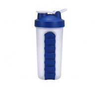 MotiveTech Bouteille Shaker Protéine Mélangeur Gourde Sport avec Balle de Mélange Couvercle à Vis Large Buse à Charnière Prise Renforcée en PP Adaptée à Gainage, Bleu, Bleu