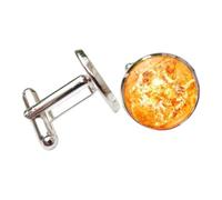 MotiveTech Boutons de Manchette Hommes Boutons de Manchette Bijoux Accessoires Tenue Chemise Décorés d'Astres Sous Verre Clair Mécanisme Pivotant Classique, Soleil