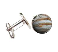 MotiveTech Boutons de Manchette Hommes Boutons de Manchette Bijoux Accessoires Tenue Chemise Décorés d'Astres Sous Verre Clair Mécanisme Pivotant Classique, Jupiter