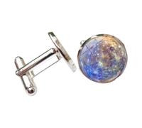 MotiveTech Boutons de Manchette Hommes Boutons de Manchette Bijoux Accessoires Tenue Chemise Décorés d'Astres Sous Verre Clair Mécanisme Pivotant Classique, Mercure