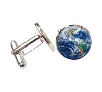 MotiveTech Boutons de Manchette Hommes Boutons de Manchette Bijoux Accessoires Tenue Chemise Décorés d'Astres Sous Verre Clair Mécanisme Pivotant Classique, Terre