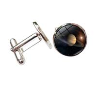 MotiveTech Boutons de Manchette Hommes Boutons de Manchette Bijoux Accessoires Tenue Chemise Décorés d'Astres Sous Verre Clair Mécanisme Pivotant Classique, Saturne