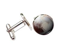 MotiveTech Boutons de Manchette Hommes Boutons de Manchette Bijoux Accessoires Tenue Chemise Décorés d'Astres Sous Verre Clair Mécanisme Pivotant Classique, Pluton