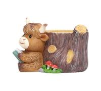 MotiveTech Cache-Pot Décoratif en Résine à l'image d'une Vache pour Petits Espaces Étagères Tables Jardins, C