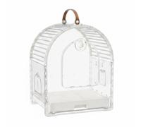 MotiveTech Cage de Transport Oiseaux Cage Mobile Perroquet Transporteur Portable Refuge Paroi Transparente Alliage Pet PC Acier Tiroir de Nettoyage, Blanc Cassé, Moyen