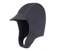 MotiveTech Cagoule de Plongée Coiffe Nautique Capuche Néoprène Cagoule de Surf à Protection Oreilles et Nuque avec Visière Courte Bordure Contrastée Profil, Noir, Taille Unique