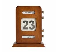 MotiveTech Calendrier de Bureau Rétro Calendrier Perpétuel Calendrier en Bois Calendrier Daté Calendrier Décoratif Structure Robuste en Chêne et Réglage