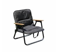 MotiveTech Canapé Double Place Chaise Extérieure Pliante Fauteuil de Camp Banc Portable Accoudoirs en Bois Charpente Acier Carbone Assise Spacieuse Dossier, Noir, Size to 5