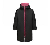 MotiveTech Cape de Surf Enfant Robe de Bain à Capuche Manteau de Change Poncho Intérieur Doux Entretien du Corps au Froid Zip Intégral Rangement Facile Adaptée, Noir Rose, Numeric_13