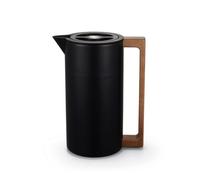 MotiveTech Carafe Isotherme avec Poignée En Bois Inox 304 Bouteille Isotherme avec Poignée En Bois Gran Capacité Récipient pour Familles, Salon, Array, Noir, 1.3L