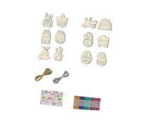 MotiveTech Carillon de Pâques Kit Artisanat Bois Figurine Lapin Œuf Poussin Suspension Décorative DIY à Peindre Activité Ludique Convient pour Enfants Anniversai, Style C