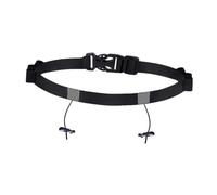 MotiveTech Ceinture de Course Équipée d'un Système de Fermeture Rapide 6 Boucles pour Gels Énergétiques Bande Réfléchissante Visible Support de Dossard Ajustable, Noir