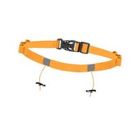 MotiveTech Ceinture de Course Équipée d'un Système de Fermeture Rapide 6 Boucles pour Gels Énergétiques Bande Réfléchissante Visible Support de Dossard Ajustable, Orange