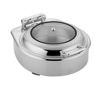MotiveTech Chafing Dish avec Couvercle en Verre, Rond, Cadre De Luxe Chauffage Électrique À Compartiment Unique