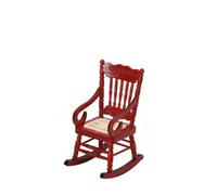 MotiveTech Chaise à Bascule en Bois 1/12 Réaliste Chaise Berçante Échelle 1/12 Hautement Détaillé Modèle Réduit de Rocking Chair pour Bricoleurs, Diorama, Rouge