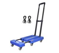 MotiveTech Chariot de Transport Pliant Diable de, Chariot Pliant avec Roues Pivotantes De 2 Pouces, Couleur Bleue, Livré avec 2 Cordes