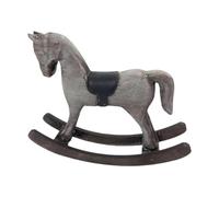 MotiveTech Cheval à Bascule, Figurine, Sculpture Animale, Ornement de Table Rétro, Statue Décorative pour Armoire, étagère, Chambre à Coucher, Décoration de La M, Gris