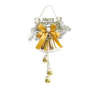 MotiveTech Christmas Bell Pendant Suspension Métal Ornée Boule Ruban et Motifs Sapin Cloche pour Ambiance Festive Décoration Intérieure Cadeau de Noël, or