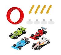 MotiveTech Circuit de Course Flexible avec 4 Mini-voitures, Support à Ventouse, Circuit de Course pour 5 Personnes, Cadeau pour Enfants, Rouge