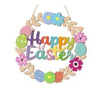 MotiveTech Couronne de Pâques En Bois Décoration Murale Panneau Ornement Suspendu Motif Œufs Floraux Panneau Festif Adaptée pour Entrée Maison Café, Style B