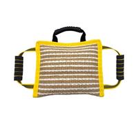 MotiveTech Coussin Morsure Chien Jute Naturel Oreiller Mordant Renforcé Jouet de Traction Accessoire Éducatif Résistance à l'usure Poignée Solide Adapté Dressage, Jaune