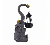 MotiveTech Décoration D'éléphant Lanterne Solaire Automatique Statue D'éléphant Lampe Solaire Fil Sculpture pr Entrée